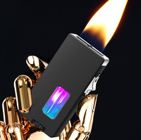 Briquet hybride gaz-électrique de luxe à sept trous, à allumage par secousse, amélioré, pour cadeaux promotionnels
