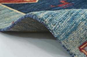 พรมขนสัตว์ถักนิตติ้งแบบชาวอัฟกานิสถานลายชนเผ่าสีน้ำเงินกรมท่า - Product Image 4