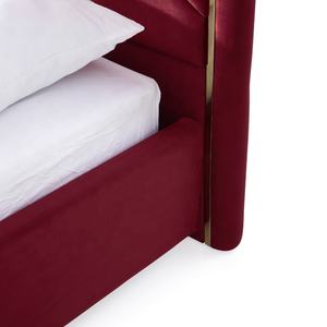 <span class=keywords><strong>Letto</strong></span> di lusso King Size di Design A Nido D'ape Testiera Imbottita di Velluto Rosso Morbido <span class=keywords><strong>Letto</strong></span> - Product Image 6
