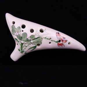 Ocarina Decorativa de 12 Orificios, Alto C, con Acabado Craquelado, Pintada a Mano con Diseño Floral, con Bolsa de Almacenamiento - Product Image 3