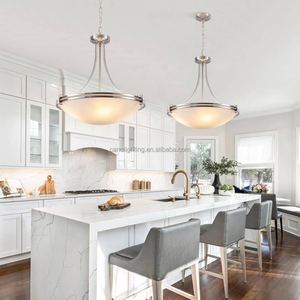 Lampada a Sospensione di Alta Qualità in Nichel Spazzolato, Plafoniera a 3 Luci con Sfera in Vetro per Casa, Hotel e Villa - Product Image 5