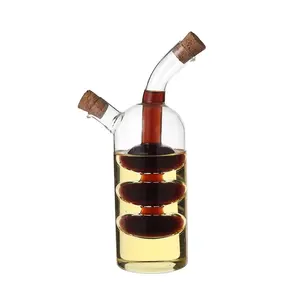 2 in 1 glass Oil dispenser bottles of Soy Sauce Olive Oil and Vinegar Dispensers glass oil pot