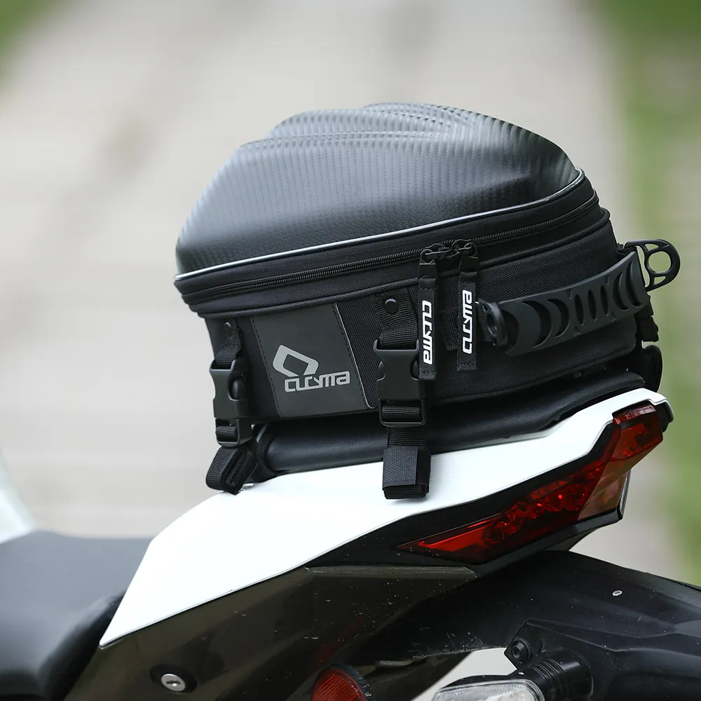 2021 CUCYMA Waterproof Hardshell Leather Motorcycle Rear Bag Tail Bag Motorcycle Side Helmet for Riding Travel Bags