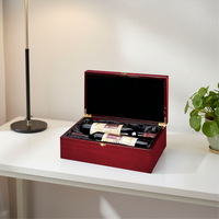 Cadeau de luxe personnalisable de boîte à vin en bois laqué rouge foncé pour les marchés mondiaux