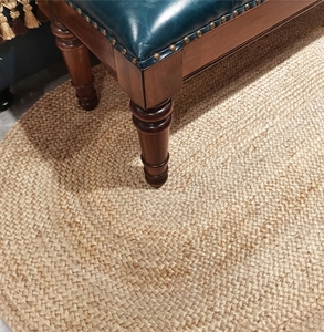 XinLan, venta al por mayor, alfombra redonda, alfombra trenzada de arpillera de yute Natural rústica, alfombra Reversible tejida hecha a mano de granja - Product Image 2