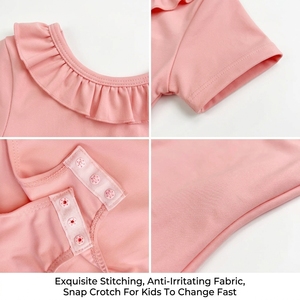 Ruffle Neck Short Sleeve Kids Ballet Leotard Cute Frill Collar Girls Dance Bodysuit for Ballet Training - Product Image 4