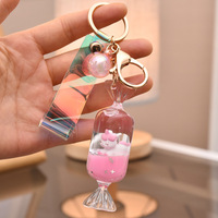 Pendentif de porte-clé flottant en ligne, licorne, bonbons au lait, fille, liquide, huile, sac, pendentif