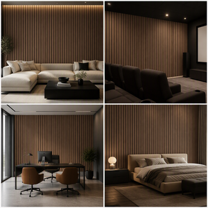 Panneaux acoustiques en placage <span class=keywords><strong>de</strong></span> noyer avec support en <span class=keywords><strong>feutre</strong></span> PET, mur à lattes en <span class=keywords><strong>bois</strong></span> pour l'aménagement intérieur, insonorisation des halls <span class=keywords><strong>de</strong></span> restaurants - Product Image 5