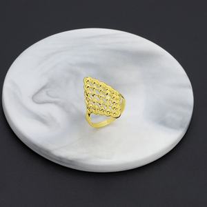 JXX Wholesale Women's Trendy Wedding Ring Brass Gold Plated Hollow Out Jewelry with Floral Design Cheap Jewelry <b>Accessory</b> - Product Image 2