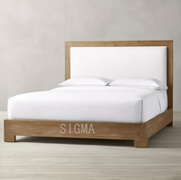 Sigma Simply Design Meuble de chambre à coucher d'aspect antique Cadre en bois taille King Queen avec lits en tissu