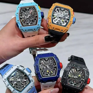 Reloj Mecánico de Lujo Estilo RM con Esqueleto, Caja Tonneau, Automático, Deportivo, Correa de Silicona/Goma, Reloj de Pulsera para Hombre - Product Image 3