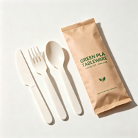 Ensemble de couverts jetables biodégradables en PLA – Fourchettes et cuillères à salade imprimées en amidon de maïs pour hôtels, cantines et événements
