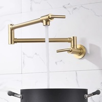 Robinet de cuisine mural en acier inoxydable, monotrou eau froide, avec bec rotatif et pliable