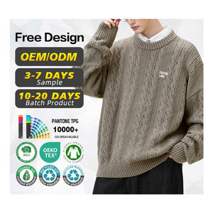 Suéter con Certificación GRS, Fabricante de Suéteres, Venta al por Mayor, Suéter Personalizado para Hombre, Cuello Redondo, Talla Grande, de Algodón, Tejido de Cable, para Otoño e Invierno - Product Image 1