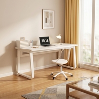 Bureau d'ordinateur moderne et durable avec étagère pour salon, bureau d'étude pour étudiant, assemblage simple, plateau en bois, pieds en métal