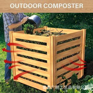 Bac à compost carré en bois naturel pour jardin, panier de rangement extérieur pour une organisation optimale - Product Image 2