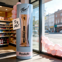 Support d'affichage personnalisé pour barres protéinées, avec un design attrayant pour la promotion des nouveaux produits, destiné aux magasins de détail et aux supermarchés