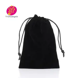 Hot Sale Velvet Black Pouch Bag For Makeup Packaging