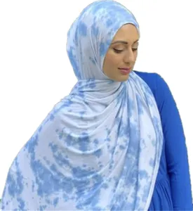 万益头巾围巾工厂供应2021新款设计高品质扎染穆斯林球衣盖头围巾
