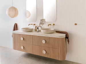 Mobile <span class=keywords><strong>Bagno</strong></span> Sospeso di Alta Qualità in Legno con Top in MDF e Melaminico, Design Moderno - Product Image 4