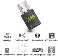 Adaptateur WiFi BT USB double bande interne sans fil Cheersfly 2,4 GHz/5 GHz, design mini portable, garantie 1 an pour ordinateur - En stock