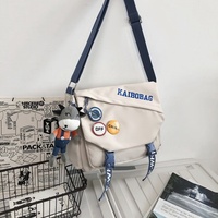 Nouveau style, sac bandoulière unisexe en nylon imperméable, fermeture éclair, sangle réglable, motif de dessin animé, 13 pouces, mode étudiante