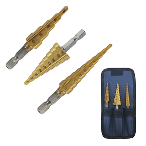 Forets étagés polyvalents 3-12/4-12/4-20mm (3 pièces) + poinçon de centrage automatique pour le marquage du <span class=keywords><strong>bois</strong></span>, du plastique et du métal - Product Image 1