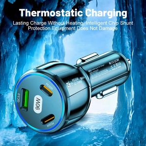 90W Car Charger USB C QC3.0 USB Fast Charger<span class=keywords><strong>ส</strong></span>ําหรับโทรศัพท์<span class=keywords><strong>มือ</strong></span><span class=keywords><strong>ถือ</strong></span>ในรถยนต์PD Type Cอะแดปเตอร์<span class=keywords><strong>ส</strong></span>ําหรับiPhone 15 <span class=keywords><strong>Samsung</strong></span> - Product Image 5