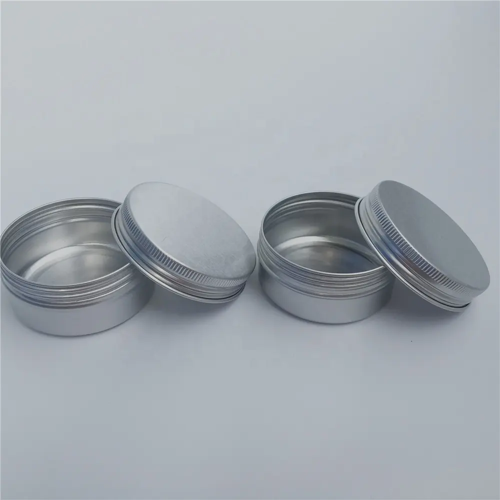 50ml Round Aluminum Tin Cans Screw Top Metal Steel Tins Empty Slip Slide Round Containers Bulk Storage Organization for Lip Balm