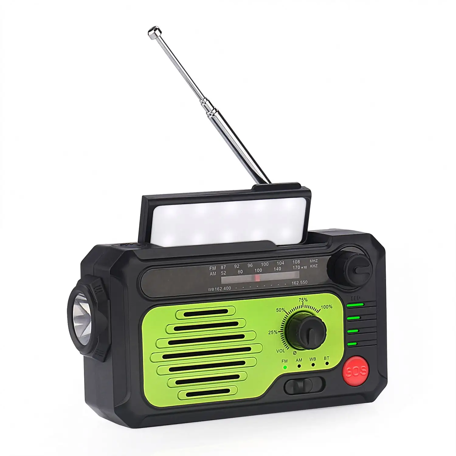 Autorimessa AM/FM WB NOAA solare con luce torcia lampada da tavolo wireless 2000mAh potenza manovella dinamo emergenza SOS Radio