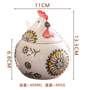 Barattolo per Spezie a Forma di Pulcino Carino e Semplice, Contenitore in Ceramica Dipinto a Mano con Coperchio e Cucchiaio - Product Image 6