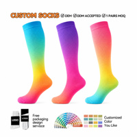 Chaussettes de compression pour la course à pied, les sports, la performance athlétique, la récupération, chaussettes de soutien jusqu'au genou pour hommes et femmes, jogging, randonnée