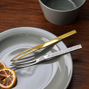 Jin Hui 304 Stainless Steel Fruit Fork With <b>Extended</b> Tooth Silver Gold <b>Mirror</b> Polished For Dessert Cake Sushi - Product Image 3