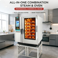 Four à convection combiné commercial Rational à 6 plateaux, four électrique multifonction pour rôtir et cuire à la vapeur