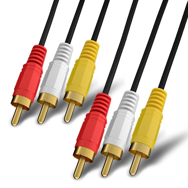 Color 3 Rca Connector Av Cable Audio Car Rca Audio Video Cable Round Stock Car Monitor Monitor Speaker