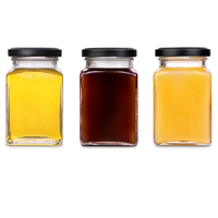 Contenedor de alimentos wadah makanan dapur Jam kaca madu persegi stoples kaca 250 ml dengan tutup untuk Madu