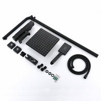 Ensemble de douche thermostatique mural intelligent anti-brûlure à 38 degrés, noir mat, avec injection d'air, système de douche noir en gros