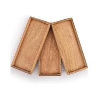 Ensemble de 3 plateaux de service en bois jetables modernes avec bord surélevé pour un usage domestique
