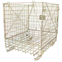 Conteneur en treillis métallique en acier doux robuste pour usage industriel, pliable pour économiser de l'espace en entrepôt, capacité de 1000 kg