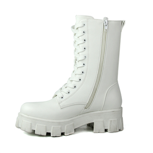Automne et hiver nouvelles bottes en <span class=keywords><strong>cuir</strong></span> pour femmes muffin bas à lacets bottes moyennes femmes européennes et américaines grandes femmes - Product Image 4