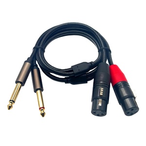 XLR 母头转 <span class=keywords><strong>1</strong></span>/<span class=keywords><strong>4</strong></span> 英寸 TS 电缆 2 XLR 母头转 2 X 6.35 毫米四分之一英寸 TS 单声道 Y 型分线器音频连接麦克风电缆扬声器 - Product Image 1