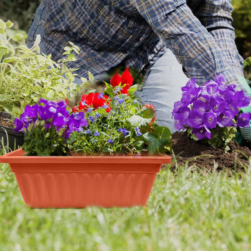 Large PP Plastic Rectangle Garden Flower Plant Pots with