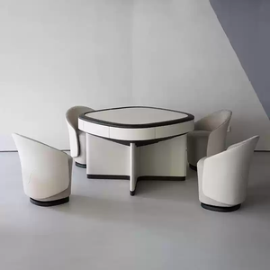 Table de Mahjong Automatique Moderne en Bois Massif pour Divertissement Familial avec Poche de Rangement et Surface en Cuir pour le Poker et les Jeux de Casino - Product Image 2