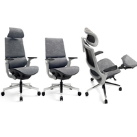 Chaise de bureau ergonomique moderne et confortable pivotante en maille et cuir PU/véritable avec appui-tête et repose-pieds réglables et fonction rafraîchissante