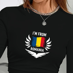 Camisa de manga larga de moda para mujer con diseño de bandera nacional, camiseta de verano fresca e informal. - Product Image 2