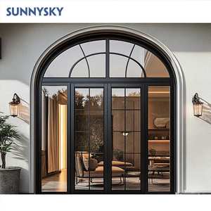 Sunnysky NFRC Thermal Break Single French Garden Patio Door 6063-T5 <span class=keywords><strong>Aluminio</strong></span> Swing Terrace con luces laterales Puertas con bisagras de entrada - Product Image 1