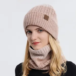 Wholesale Polar Fleece Soft Hat Scarf Neckwarmer Hat Beanie Set for Cold Winter