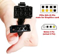 Kabel Adaptor Daya Konverter 4 Pin Male ke PCIe 8(6+2) Pin Male Berkualitas Tinggi 16 AWG Berlapis Kabel Elektronik
