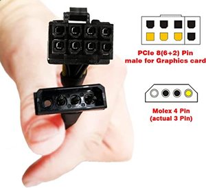 Высококачественный кабель-адаптер питания 4-контактный (штекер) на PCIe 8(6+2)-контактный (штекер), 16 AWG, в оплетке - Product Image 4