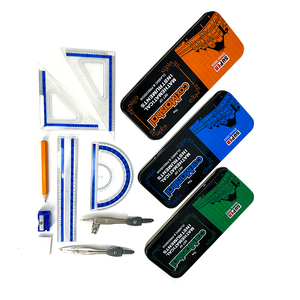 Conjunto de geometria de régua para escola, 9 peças, caixa de ferro para crianças, conjunto de papelaria escolar, matemática, atacado - Product Image 2